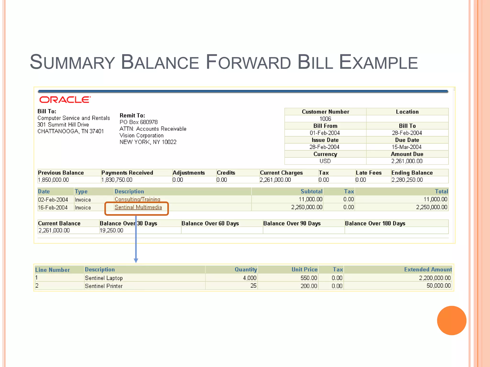 SUMMARY BALANCE FORWARD BILL EXAMPLE
 