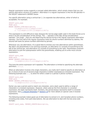 Oracle regular expressions | PDF