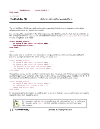 Oracle regular expressions | PDF