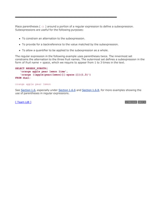Oracle regular expressions | PDF