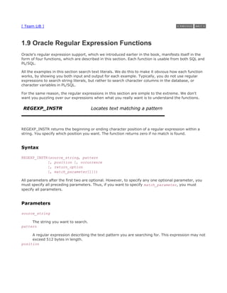 Oracle regular expressions | PDF