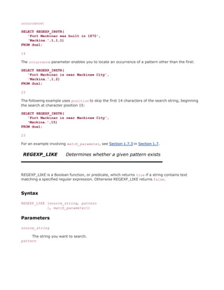 Oracle regular expressions | PDF