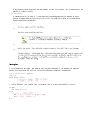 Oracle regular expressions | PDF