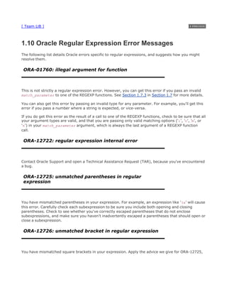 Oracle regular expressions | PDF