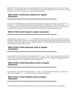 Oracle regular expressions | PDF