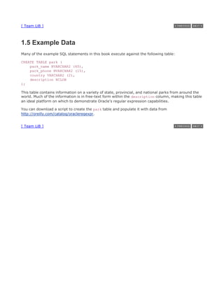 Examples Database Expressions Oracle regular expressions | PDF