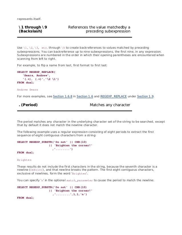 Oracle regexp_replace special characters