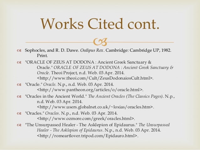 oracles mla work cited