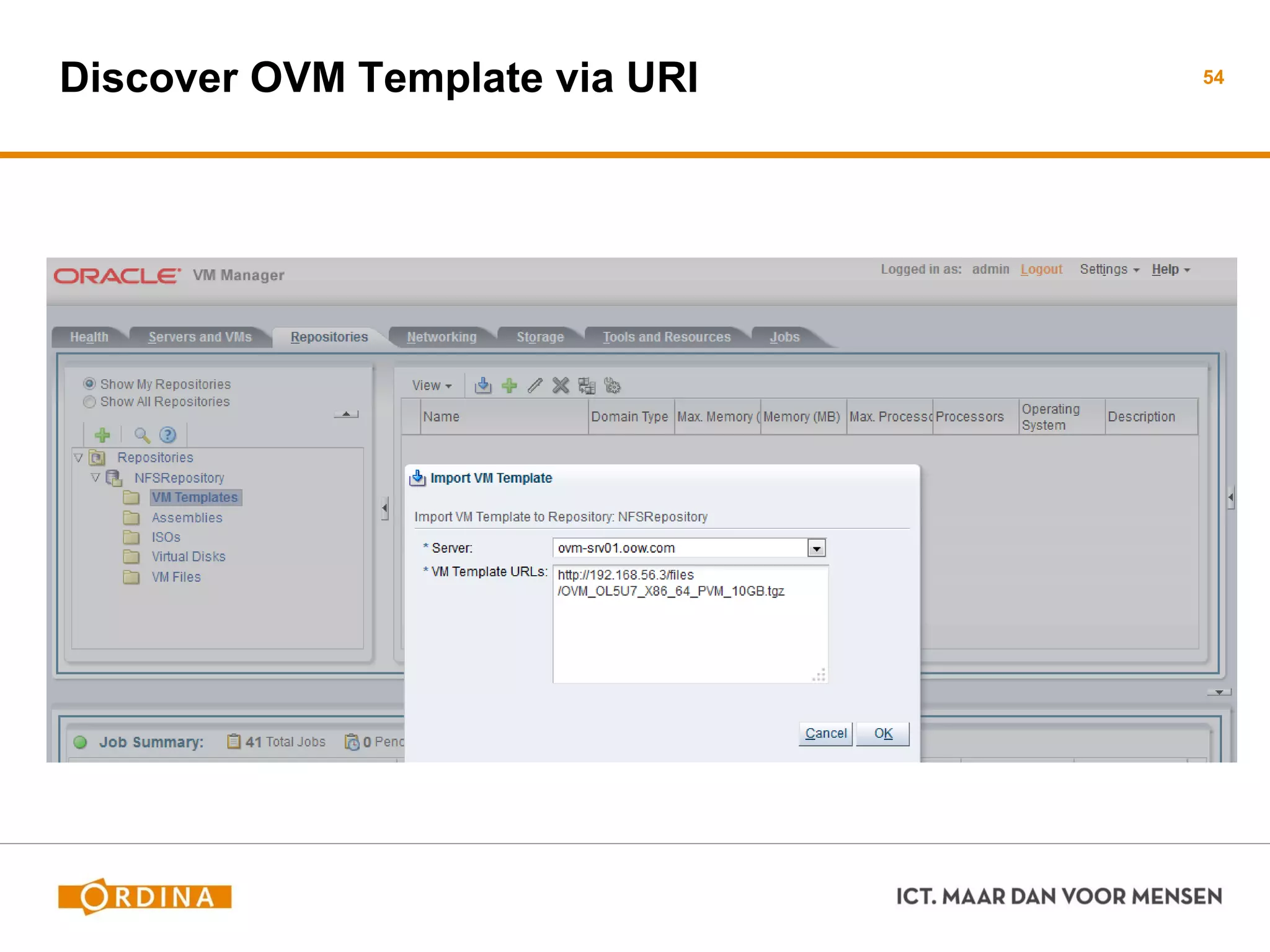 Discover OVM Template via URI 54
 