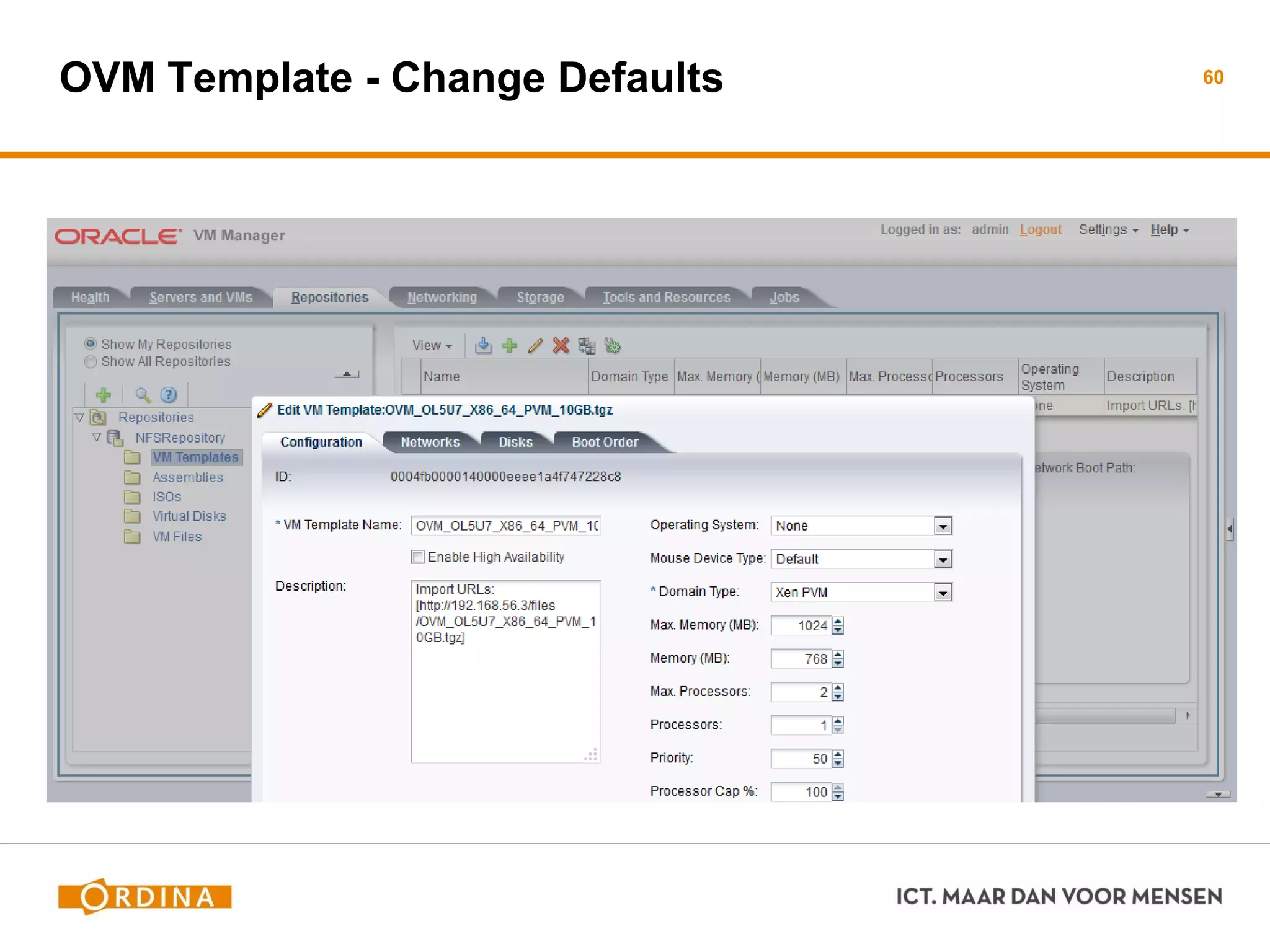 OVM Template - Change Defaults 60
 
