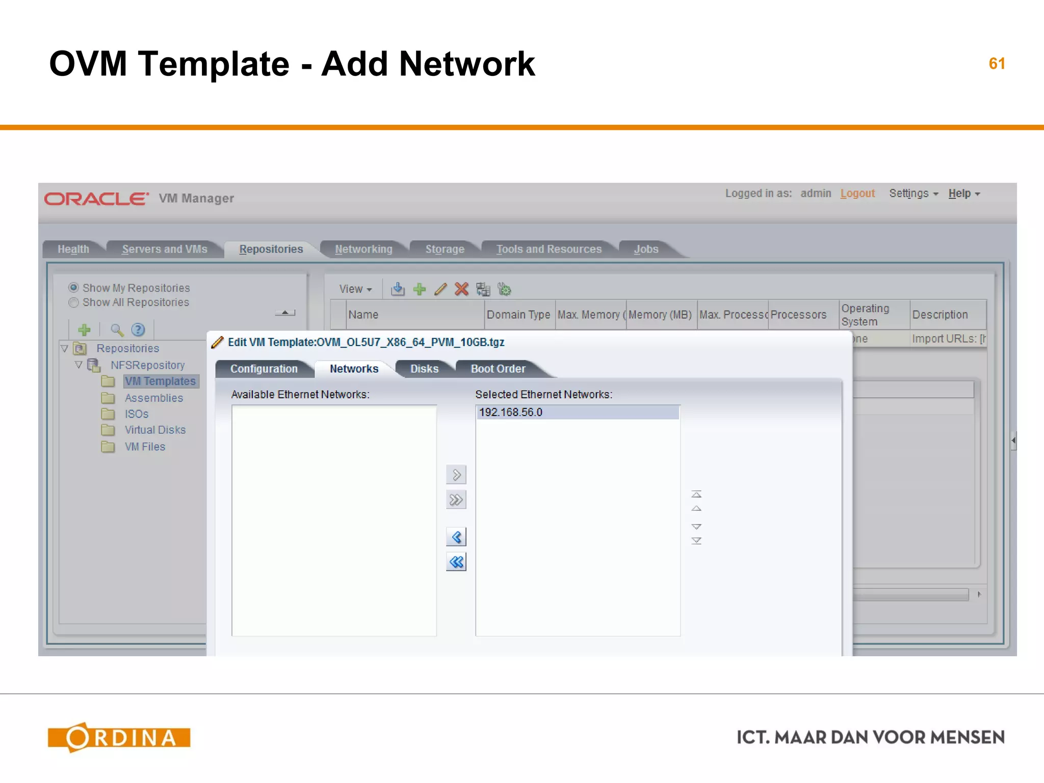 OVM Template - Add Network 61
 
