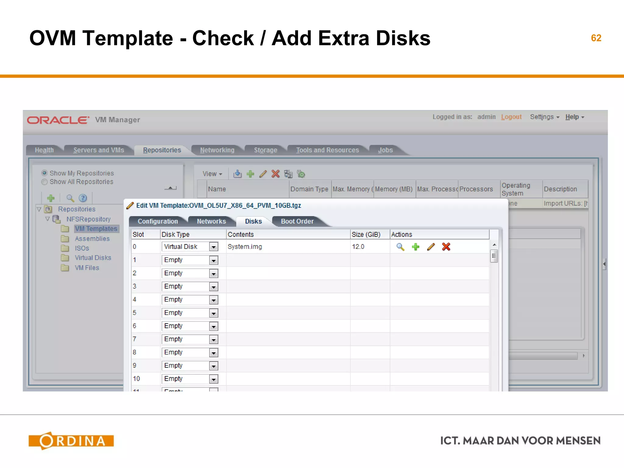 OVM Template - Check / Add Extra Disks 62
 