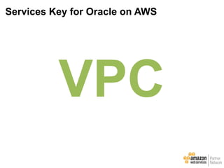 Services Key for Oracle on AWS
VPC
 