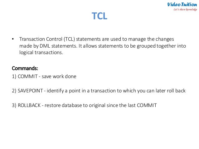 Sql Ddl Dql Dml Dcl And Tcl Commands Geeksforgeeks