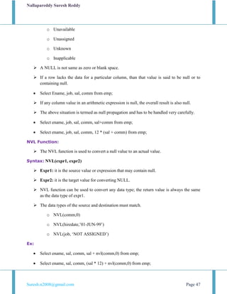 Oracle sql in 7 days by suesh.n v 1.0 | PDF