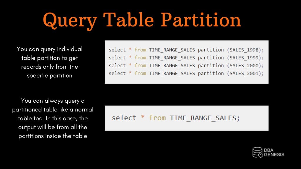 Oracle Table and Index Partitions