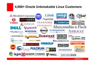 4,000+ Oracle Unbreakable Linux Customers
 