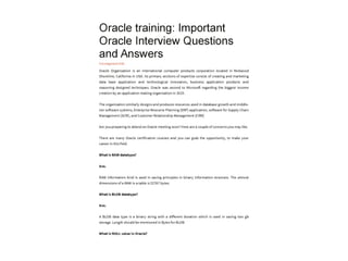 Oracle training