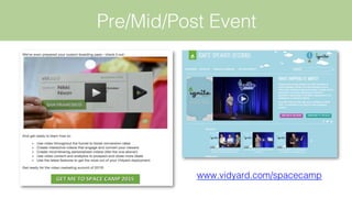 Pre/Mid/Post Event!
ü  Drive more Event awareness and registration!
ü  Leverage live streams for demand generation!
ü  Use...