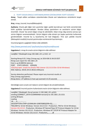 Oracle Veritabanı Güvenlik Testi Çalışmaları | PDF