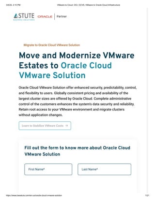 VMware to Oracle Cloud – Simplified Migration with OCI & OCVS | PDF