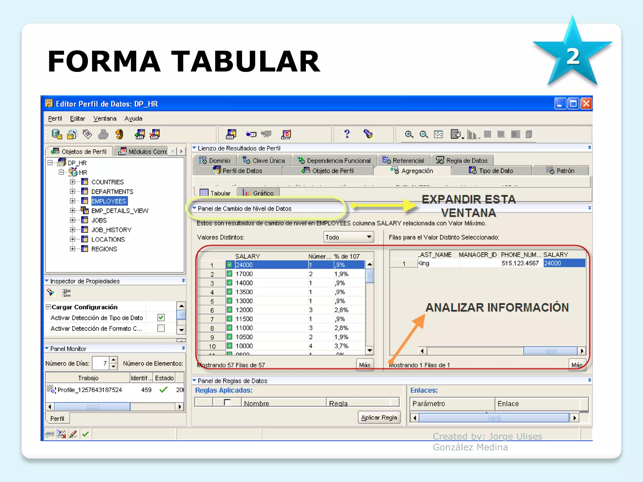 FORMA TABULAR                              2




                Created by: Jorge Ulises
                González Medina
 