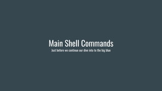 Main Shell Commands
Just before we continue our dive into to the big blue
 