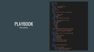 PLAYBOOK
Review and Demo
 