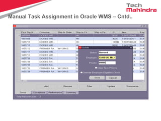 Manual Task Assignment in Oracle WMS – Cntd..
 