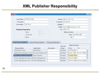 54 
XML Publisher Responsibility 
 