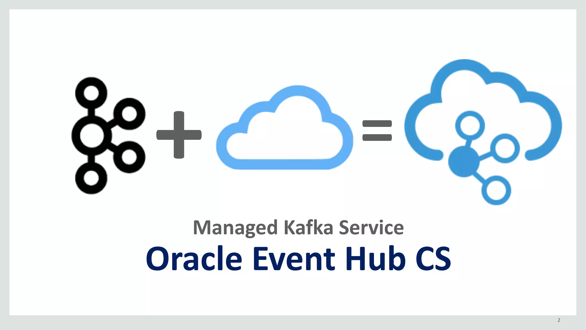 2
+ =
Managed	Kafka	Service
Oracle	Event	Hub	CS
 