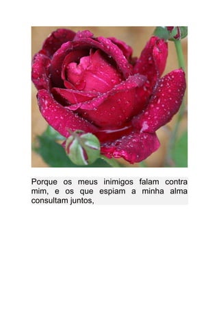 Porque os meus inimigos falam contra
mim, e os que espiam a minha alma
consultam juntos,
 