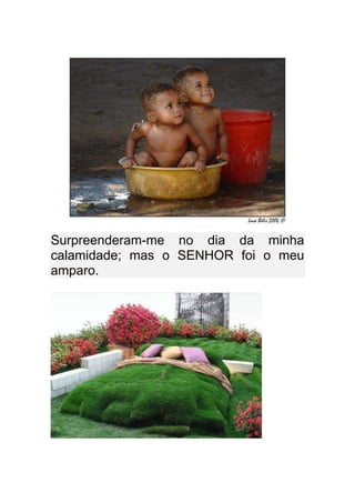 Surpreenderam-me no dia da minha
calamidade; mas o SENHOR foi o meu
amparo.
 