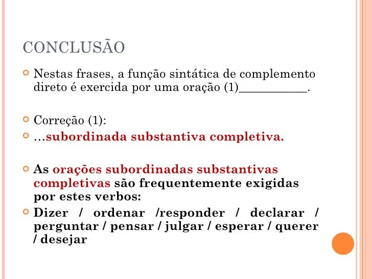 Orações Subordinadas Substantivas Completivas E Relativas