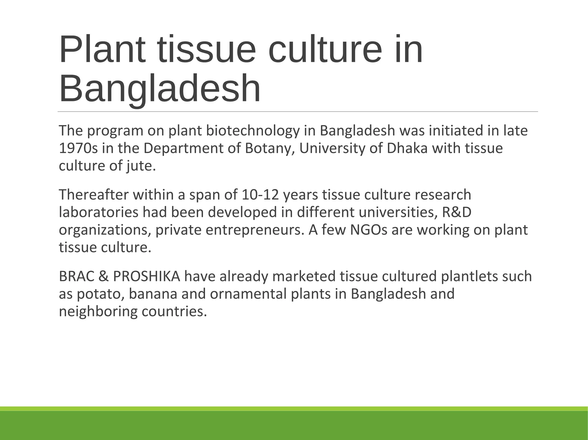 Plant tissue culture in Bangladesh | PPT
