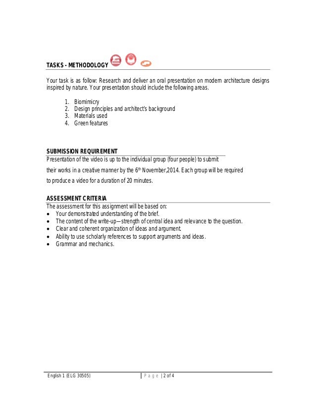 Example of a written presentation picture