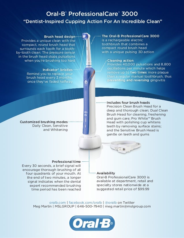 OralB Pro Care 3000 Fact Sheet