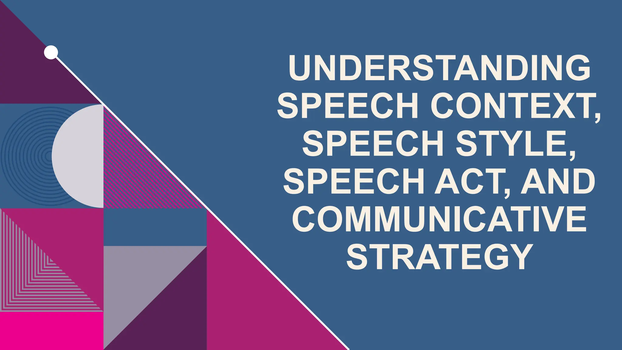 UNDERSTANDING
SPEECH CONTEXT,
SPEECH STYLE,
SPEECH ACT, AND
COMMUNICATIVE
STRATEGY
 