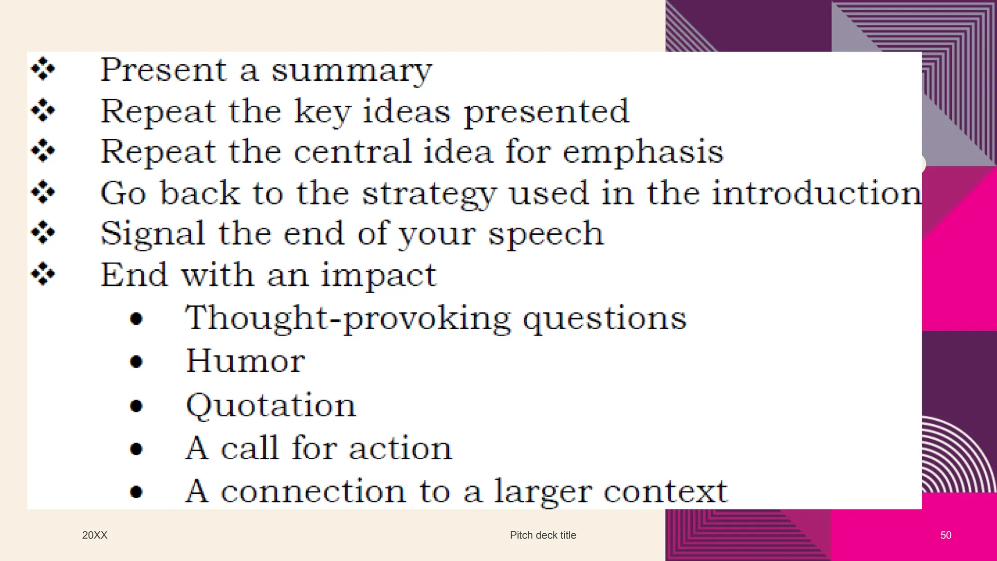 20XX Pitch deck title 50
 