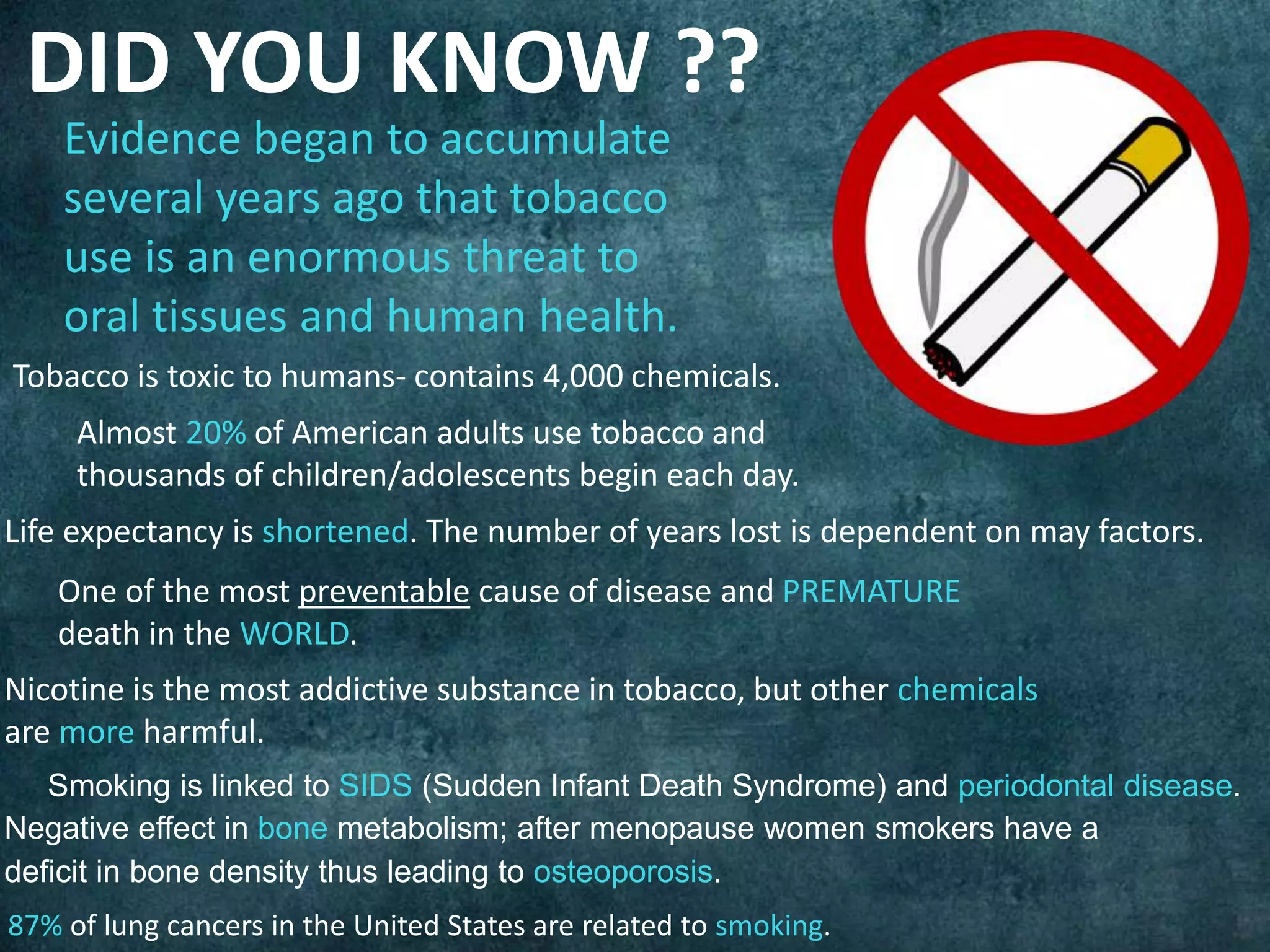 The Dangers of Tobacco Use in Oral and Systemic Health | PPTX