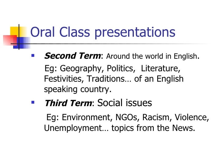 Oral Class Presentation