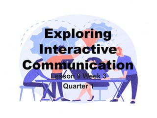 Exploring
Interactive
Communication
Lesson 9 Week 3
Quarter 1
 