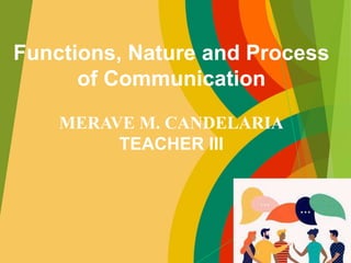 © led
Functions, Nature and Process
of Communication
MERAVE M. CANDELARIA
TEACHER III
 
