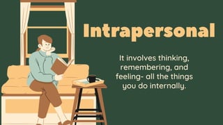 It involves thinking,
remembering, and
feeling- all the things
you do internally.
 