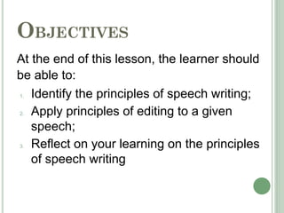ORAL COMMUNICATION Lesson 6 Principles of Speech Writing.pptx.pdf