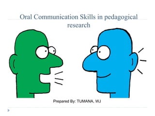 Oral Communication Skills in pedagogical
research
Prepared By: TUMANA, WJ
 