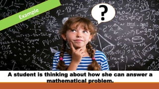 A student is thinking about how she can answer a
mathematical problem.
?
 