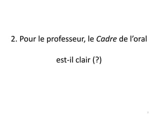 2. Pour le professeur, le Cadre de l’oral
est-il clair (?)
7
 