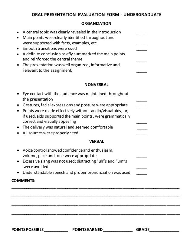 oral presentation evaluation Oral presentations evaluation criteria.