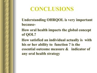 oral health Related quality of life (seminar) | PPT